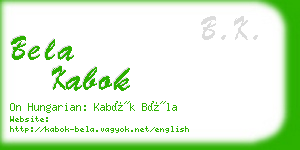 bela kabok business card